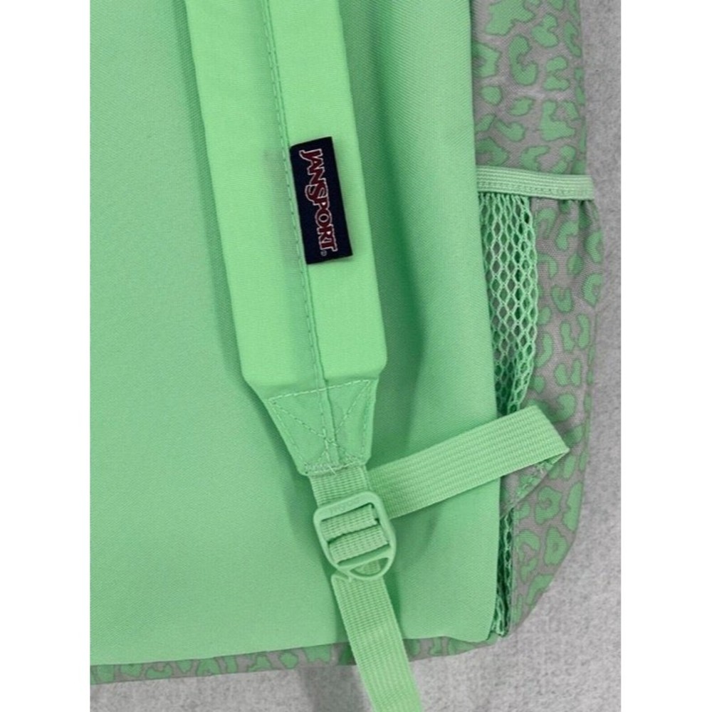 JanSport Backpack Cross Town Green Digital Cheetah Print School Bag Lime - Picture 4 of 5